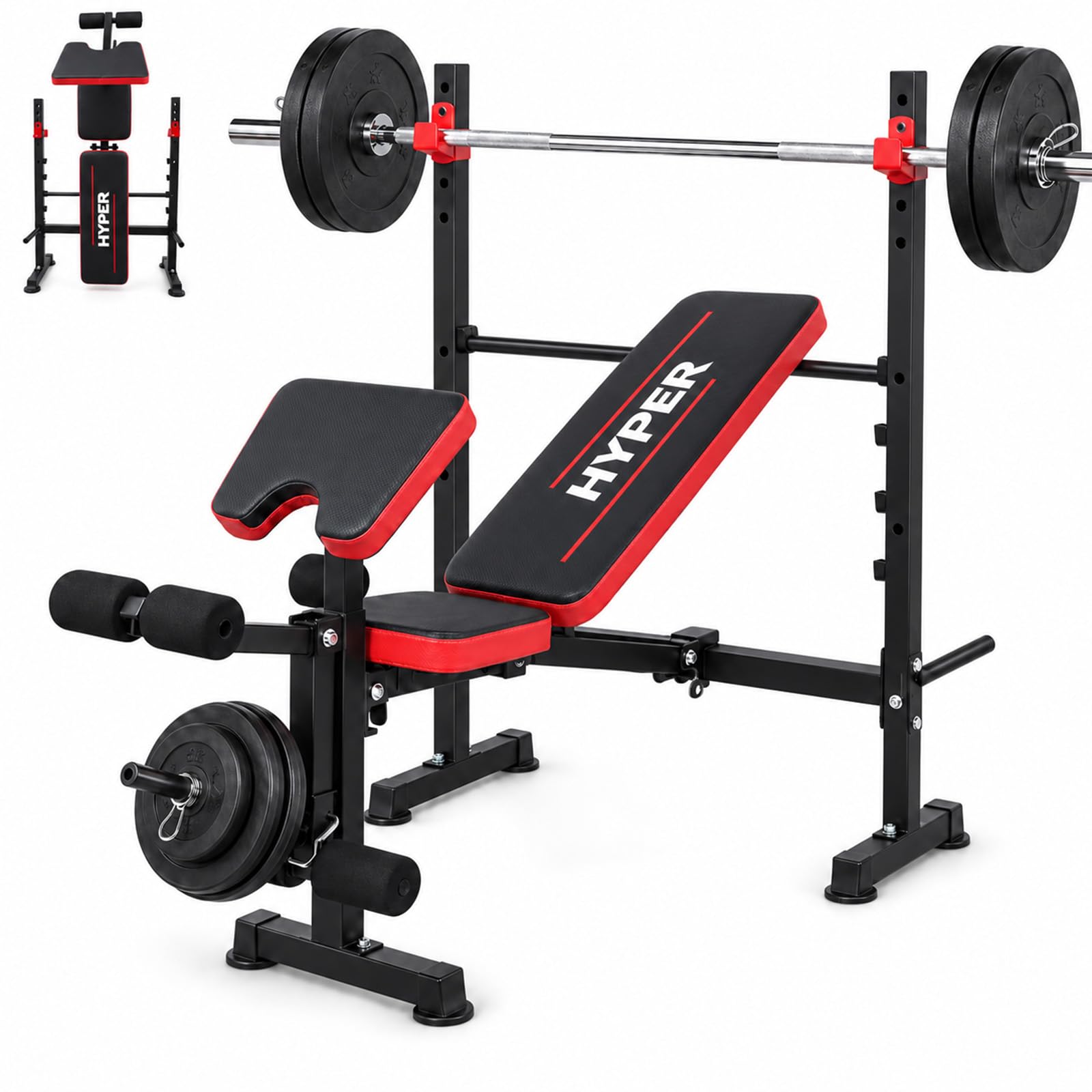MAIDOMA Foldable 1500LBS Standard Weight Bench with Upgraded Preacher Curl