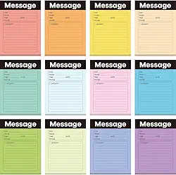 Bloco de mensagens para telefone, notas adesivas de 9 x 12 cm, livro autoadesivo para escritório em casa, material escolar (cor elegante, pacote com 12)