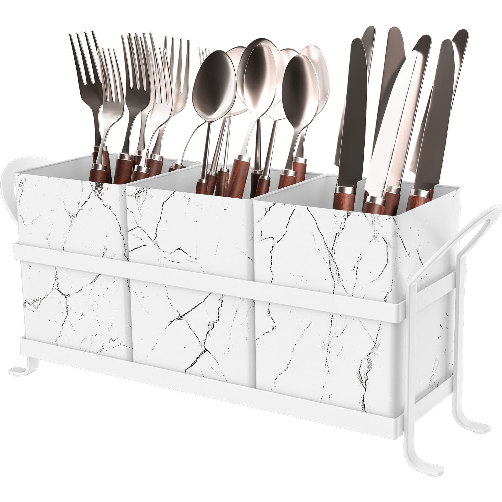 GaryVault Marble Utensil Holder for Countertop - Stylish Marble Kitchen Accessories for Effortless Organization, Ideal Silverware Caddy for Party, Farmhouse Decor Friendly