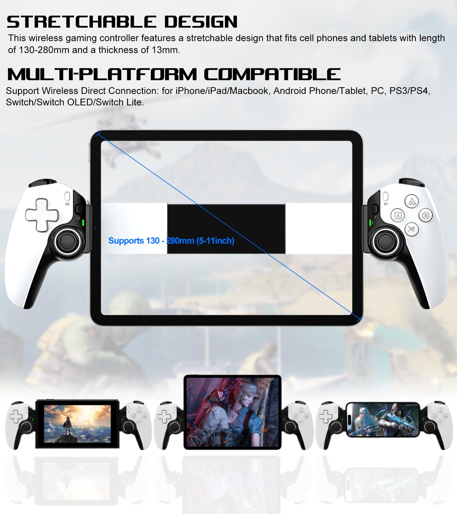 arVin Mobile Gaming Controller for iPhone/iPad/Android/Tablet/Switch/PS4/PC,Replacement for PS Portal,Wireless Gamepad with Hall Effect Joysticks/Hall Trigger/Turbo,Support Streaming/Cloud Gaming