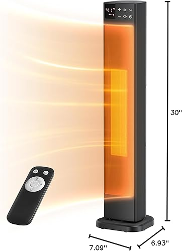 Miniatura 10 de PELONIS Calentador de espacio de torre de cerámica de 30 pulgadas con termostato ajustable para habitaciones grandes, oscilación de 75, control