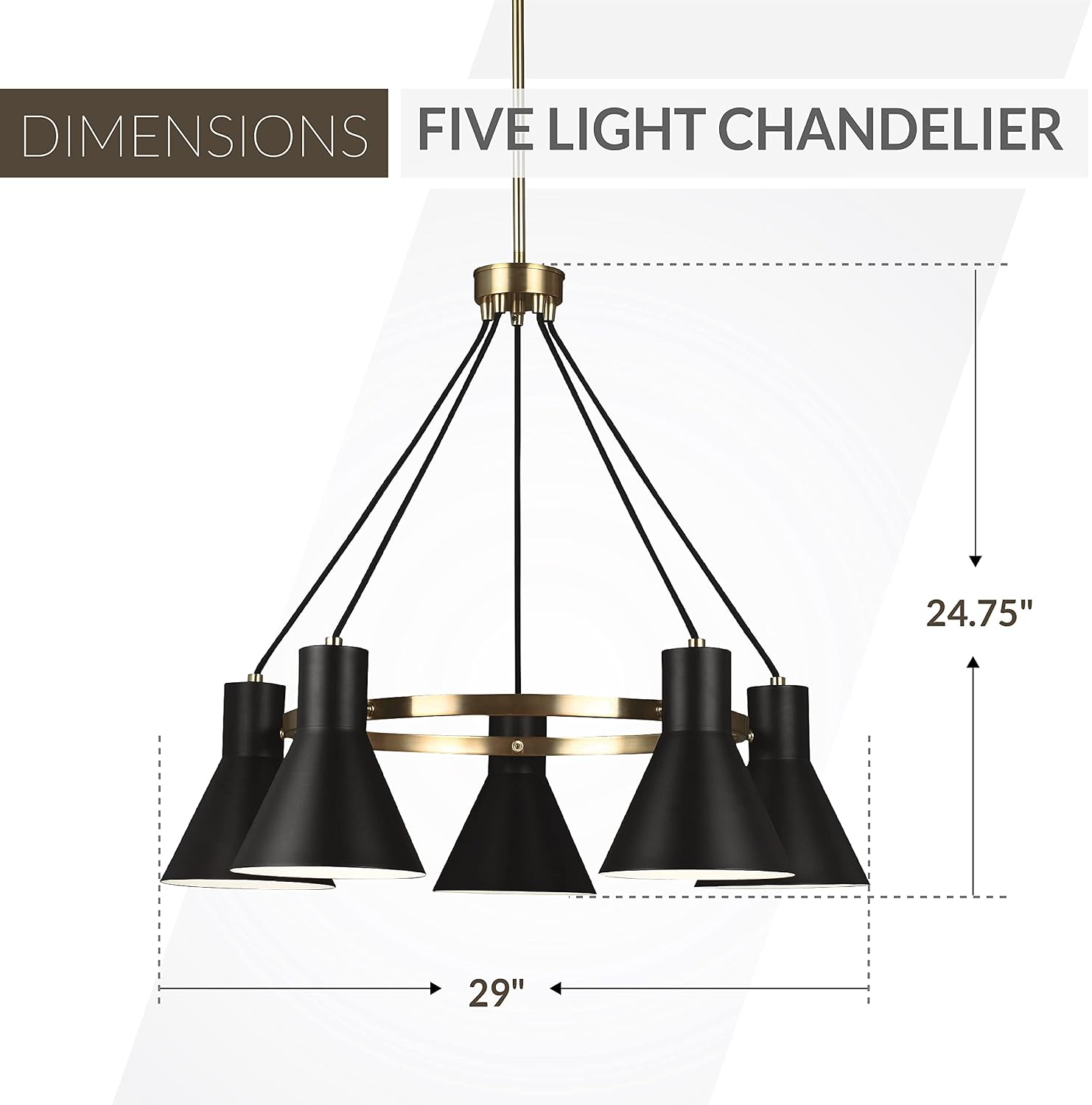 Best Review Sea Gull Lighting Generation 3141305-848 Contemporary Modern Five Light Chandelier from Seagull-Towner Collection Dark Finish, Satin Bronze