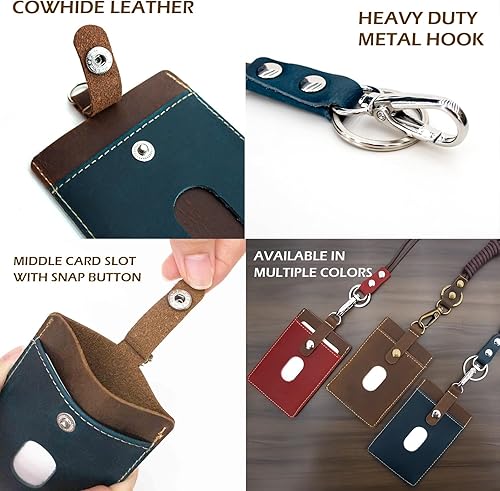 Vista 121 de Boshiho. Funda vertical, de piel, para tarjeta de identificación con cordón resistente., Bolso