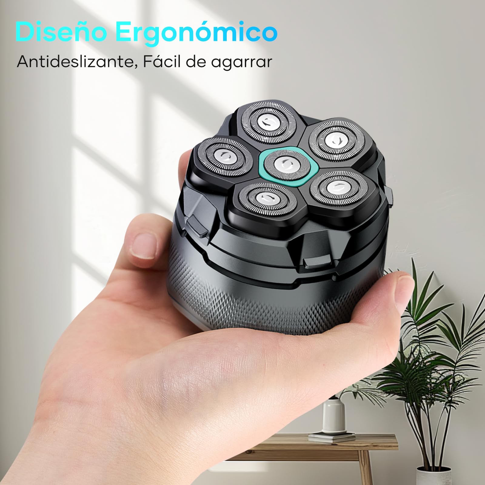 Afeitadora Cabeza Hombre, kensen Maquina Afeitar Hombre para Calvo, 6D Cabezales Maquina para Afeitar Cabeza en Seco y Húmedo con Pantalla LED, 180 mins Uso, IPX6 Impermeable, USB-C