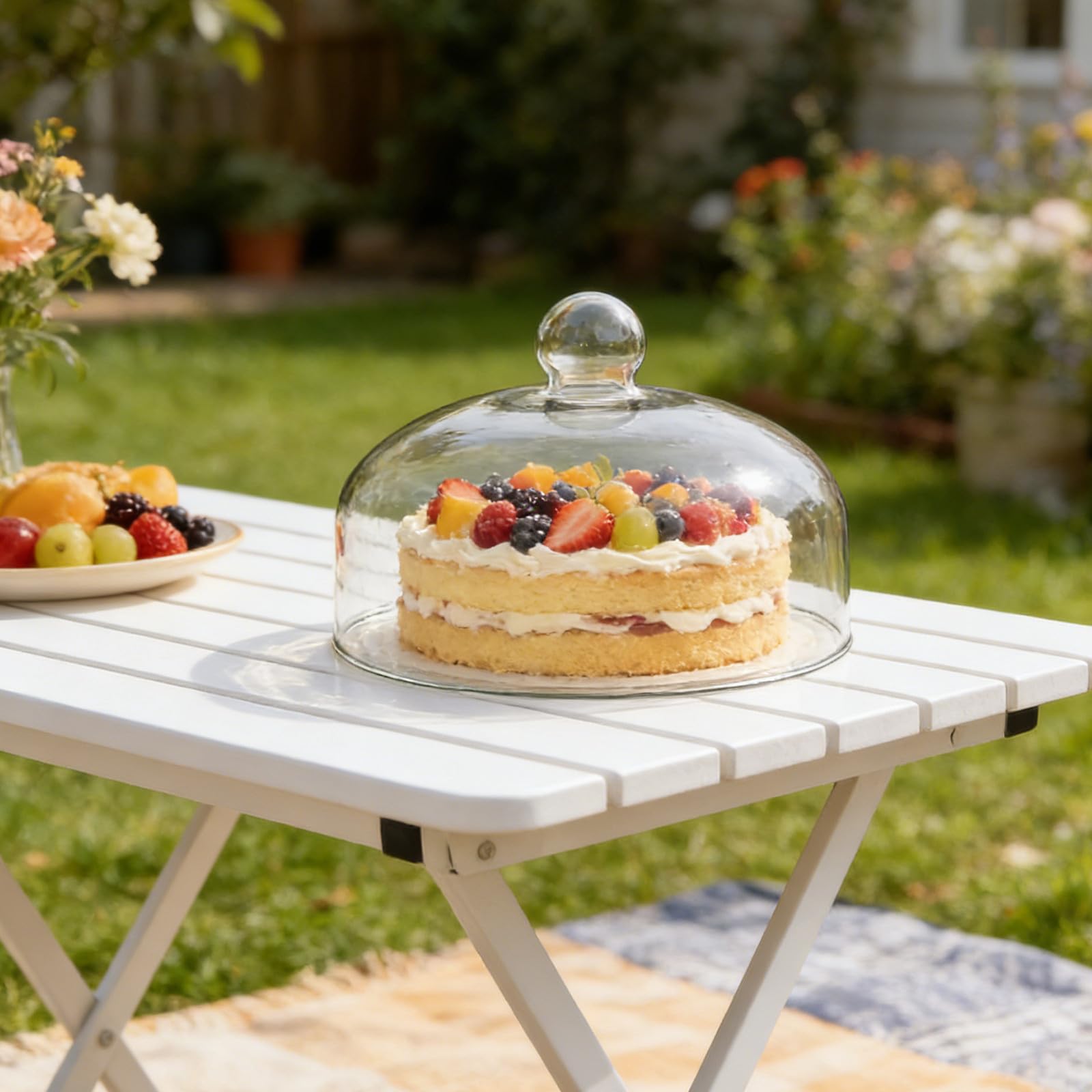 SHOWERORO Transparente Glas Abdeckung für Kuchen als Backzubehör für Torten mit Lebensmittelechtem Staubdichtem Design zum Schutz von Desserts und Speisen