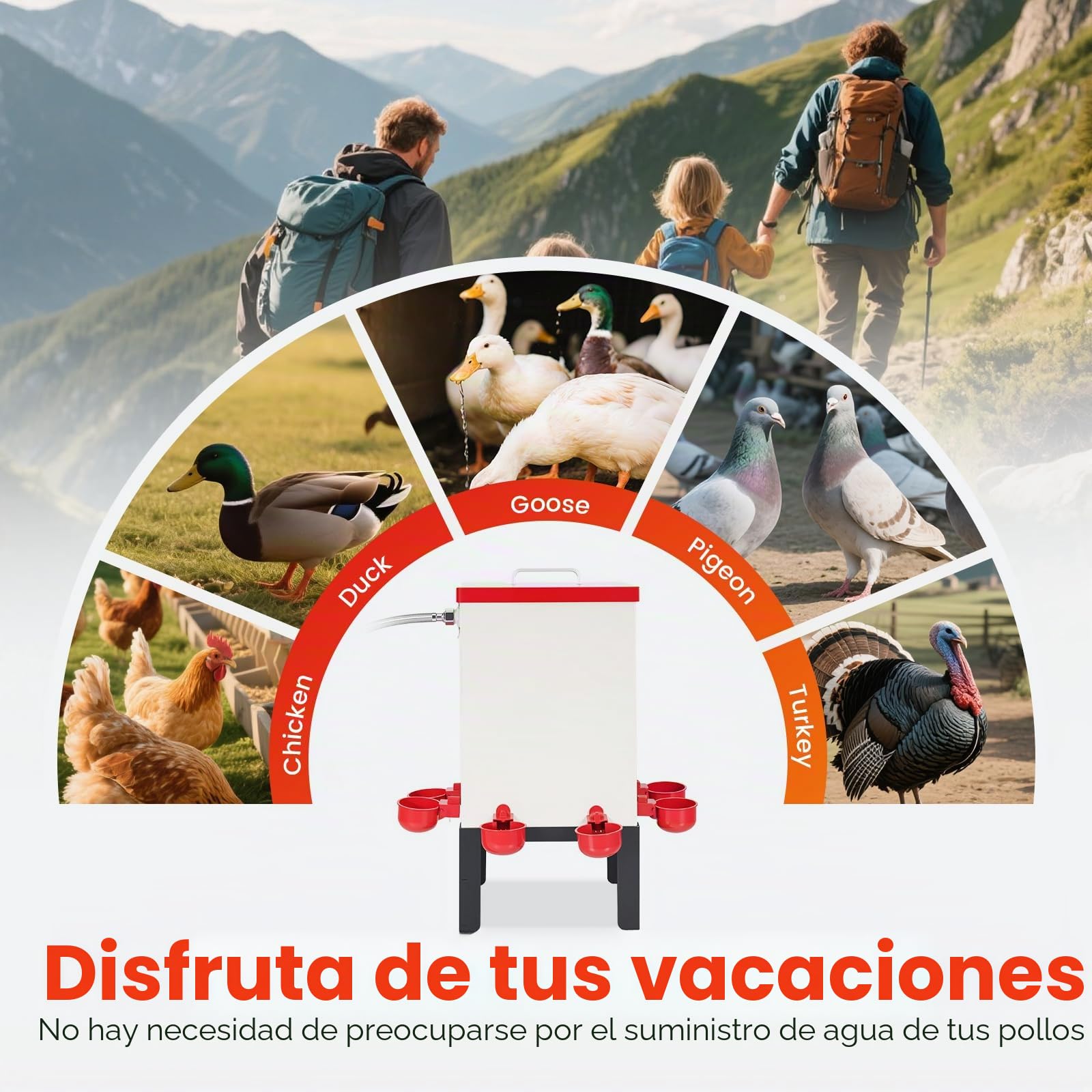 Bebedero Automático de Pollo de 12L Dispensador de Agua para Aves de Corral de Acero Inoxidable con Válvula de Flotador Manguera Tazas de Agua y Soporte Comedero de Agua para Patos Gansos