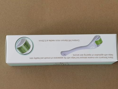 Vista 12 de Derma Roller - Instrumento de aguja cosmética para cara, 540 agujas de microtitanio de 0.984 in, incluye estuche de almacenamiento