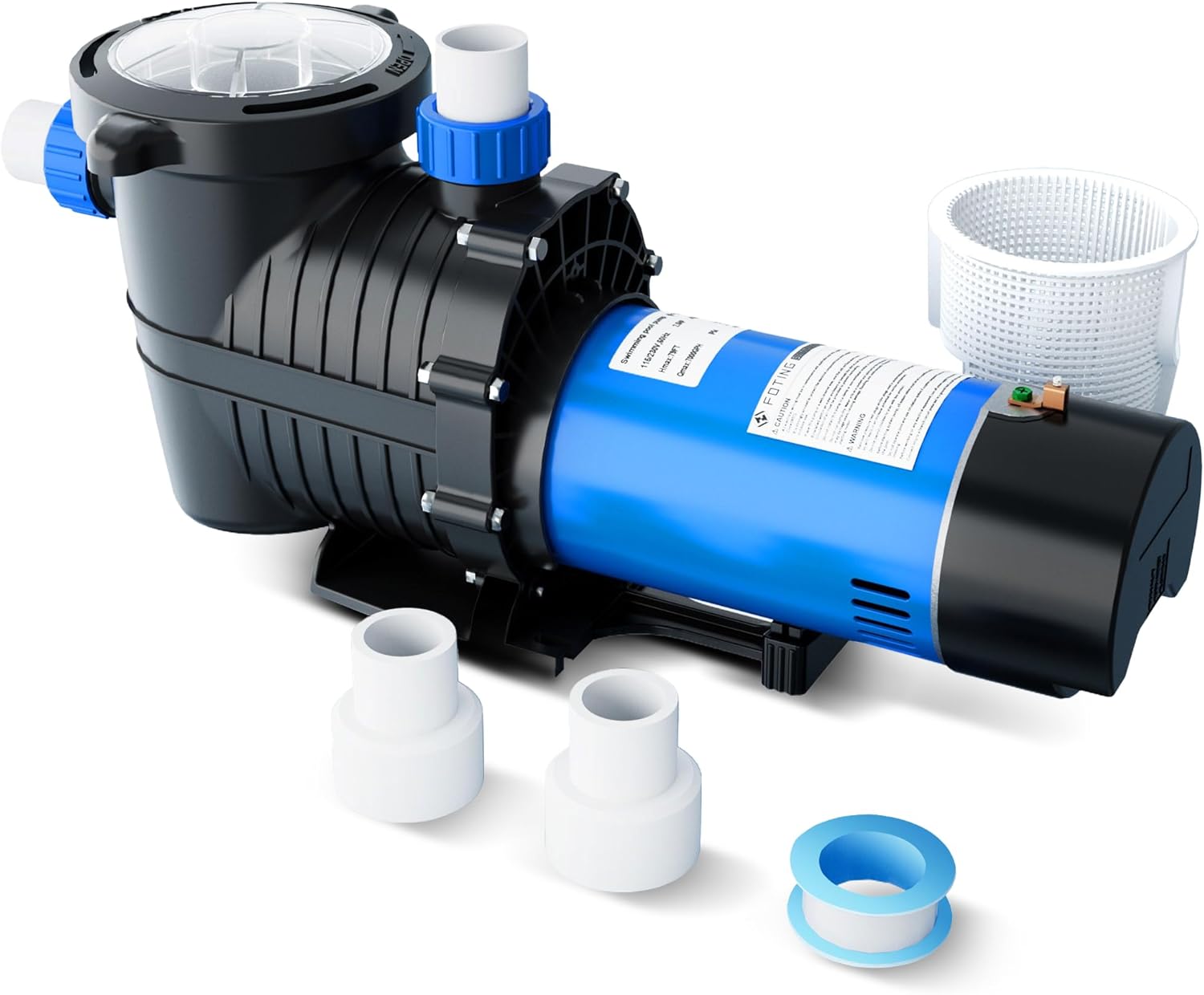 FOTING In/Above Ground Pool Pump, Self Primming (Dual Speed, 2HP, 3170/7000GPH, 115V) 1.5" & 2" NPT Inlet Connectors 2HP Dual Speed-115V