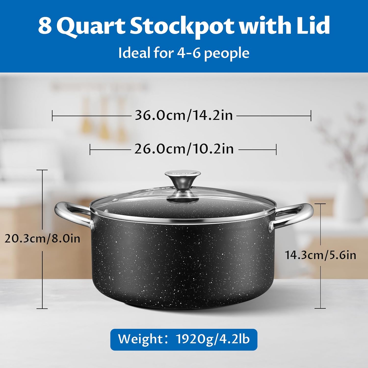 BEZIA Large 8 Quart Nonstick Stock Pot with Lid, Induction Cooking Pot Soup Pot, Non-toxic and Oven Safe, Perfect for Stews, Soups and All Stovetops, PFOA PFAS Free - Image 6