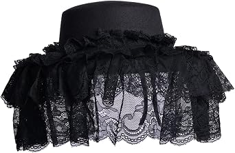 Girls Women Gothic Victorian Hat White Black Lace Detachable Hat