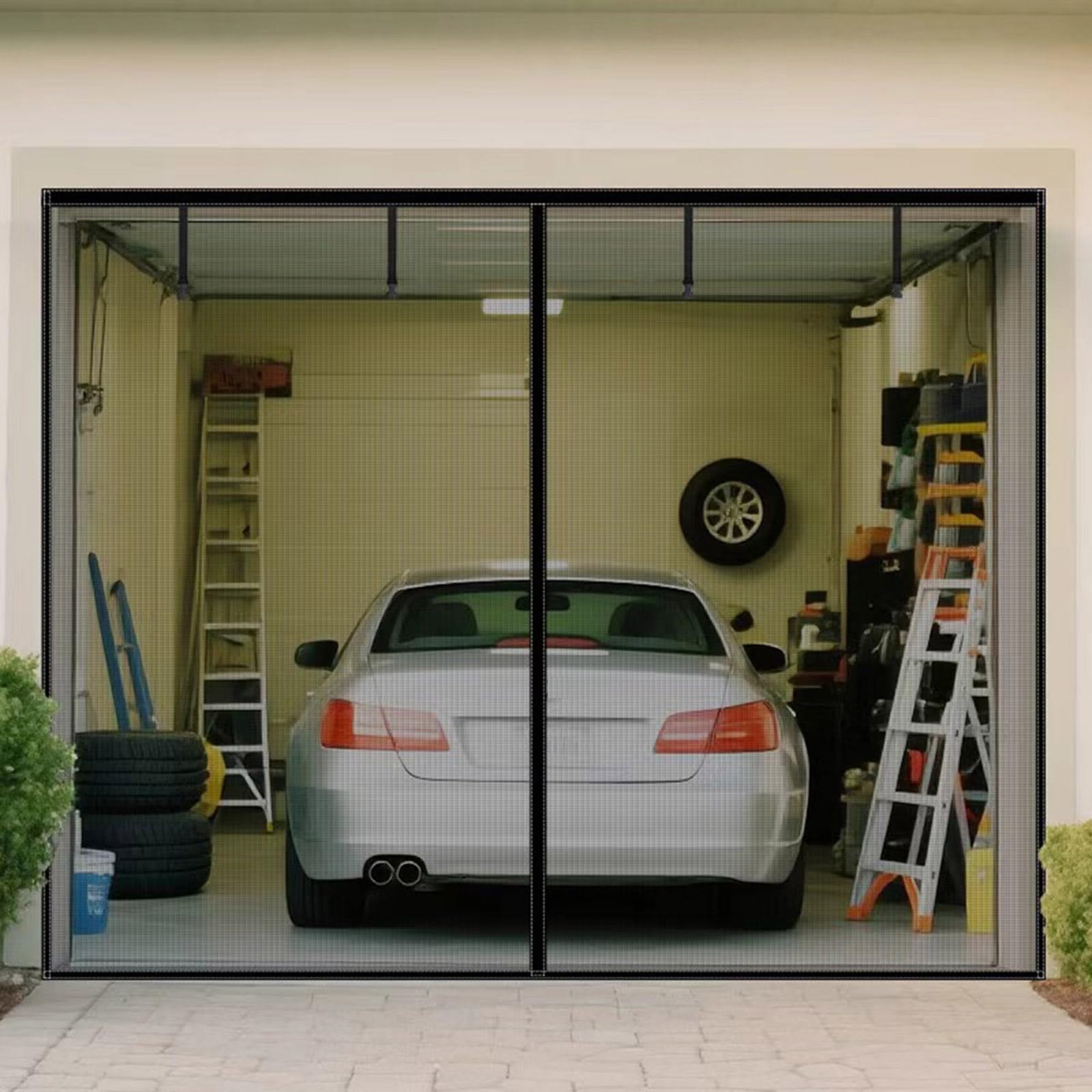 Moustiquaire magnétique porte garage rideau en fibre de verre anti déchirure