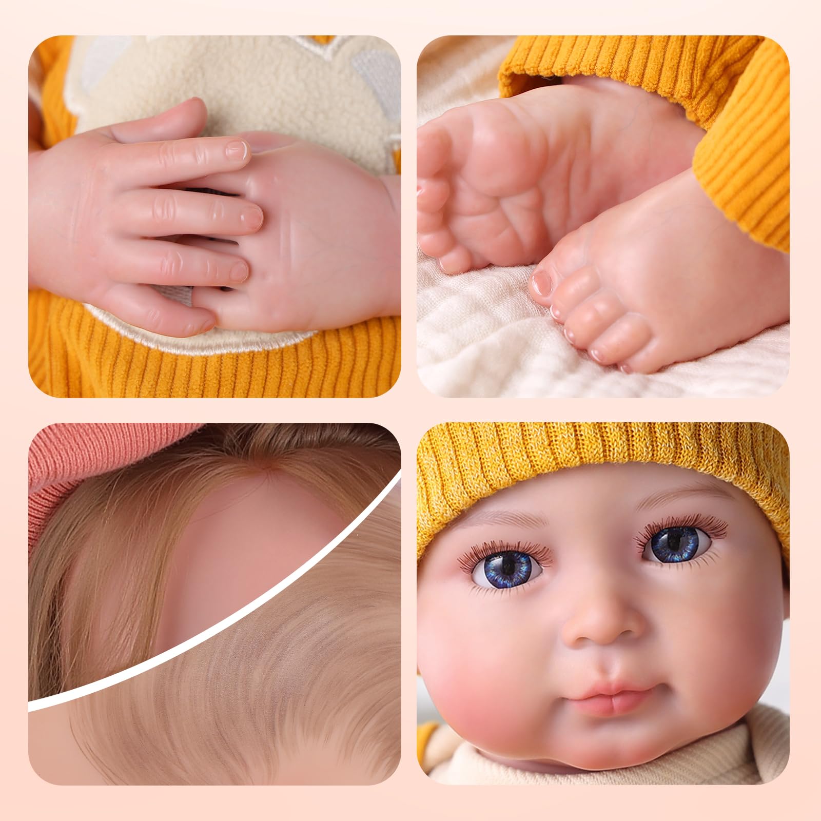 BABESIDE Bambole Reborn Maschio - 20 Pollici Bambola Realistica con Corpo in Tessuto Morbido, Bambole Neonata con Outfit & Accessori, Adatta ai Vestiti per Neonati, Regalo per Bambini 3+