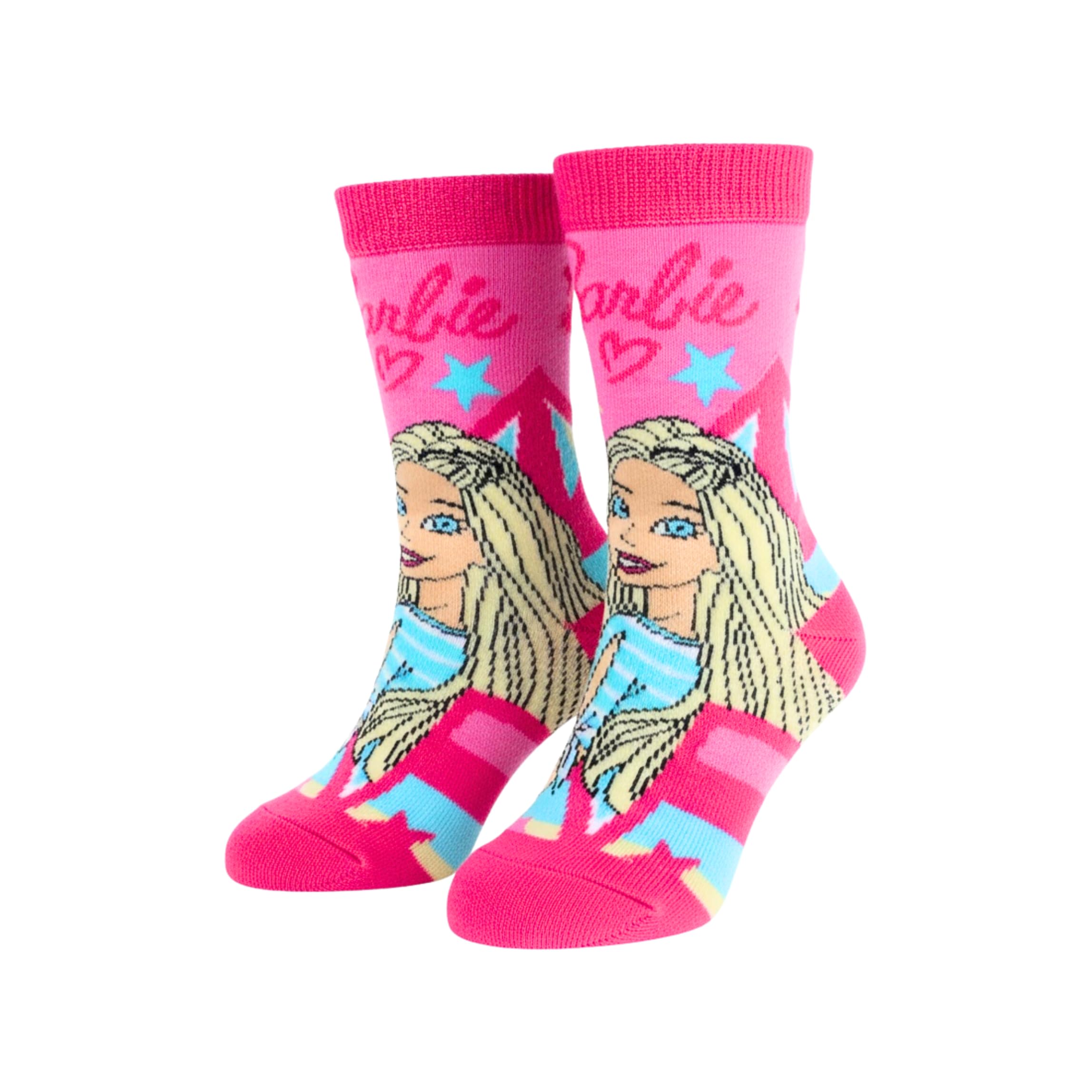 Barbie Girls Socks Non Slip Socks Gift for Girls and Teens Sizes UK 6-2, pink, 27-30