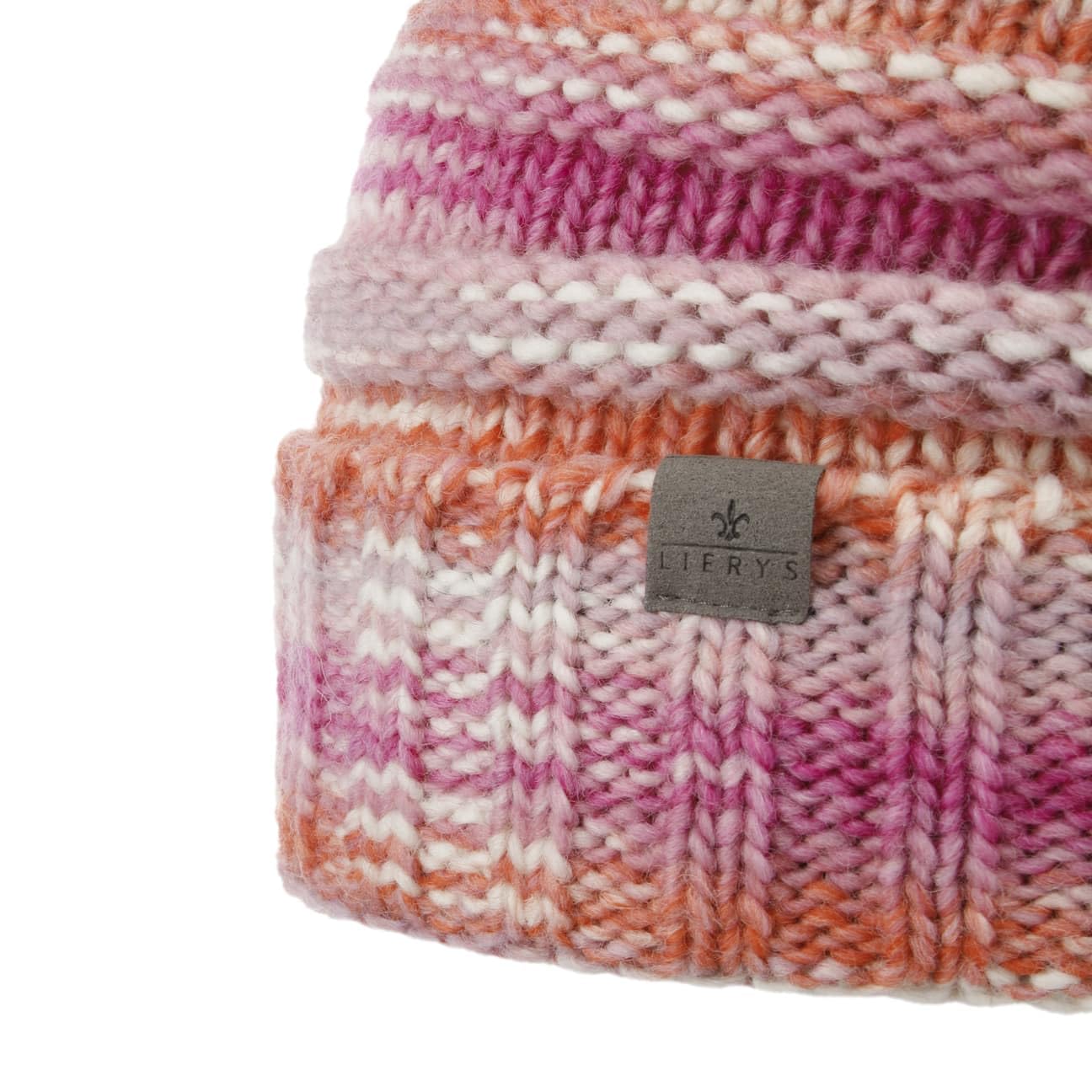 LIERYS Bernardo Berretto Beanie con Risvolto Screziato Multicolore Rivestito in Pile Prodotto in Germania Unisex Autunno Inverno