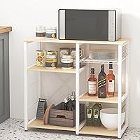 Vista 1 de SogesGame Estante de 3 niveles para panadero, soporte para horno de microondas, estante de almacenamiento con ganchos, estación de trabajo