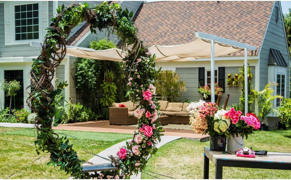 JD Artificial Greenery Vine 36pcs Big Leaf 7.9ft Hanging Ivy Fake Foliage Plant for Garland Wedding Arch Aisle Wall Décor Home Ceiling Patio Kitchen Garden Fence Office Party 12PCS Per Pack
