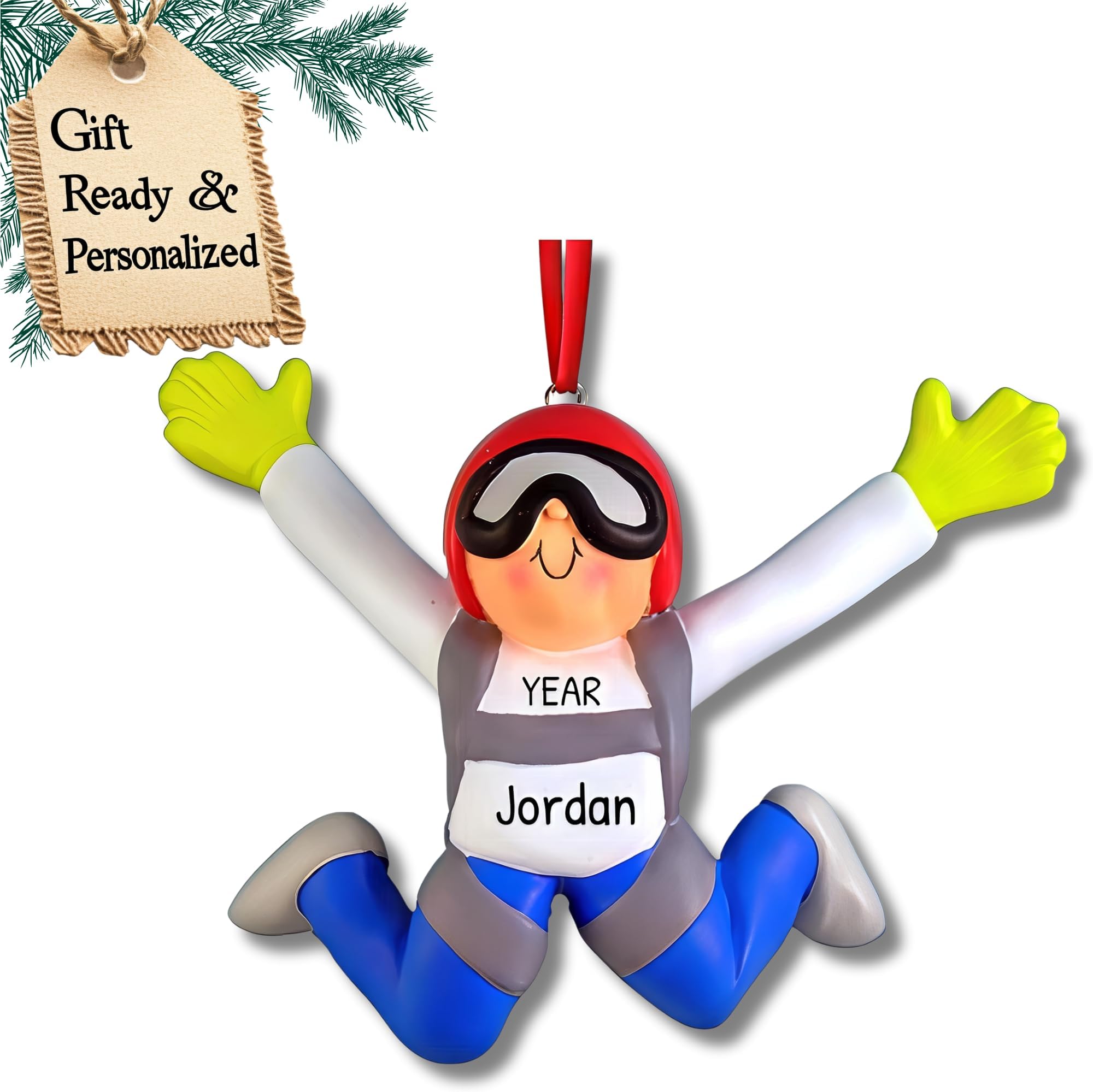 Personalized Skydiver Ornament 2025 – Custom for Men, Boys, or Adventure Lovers – Fun Parachuting Keepsake for Extreme Sports Fans