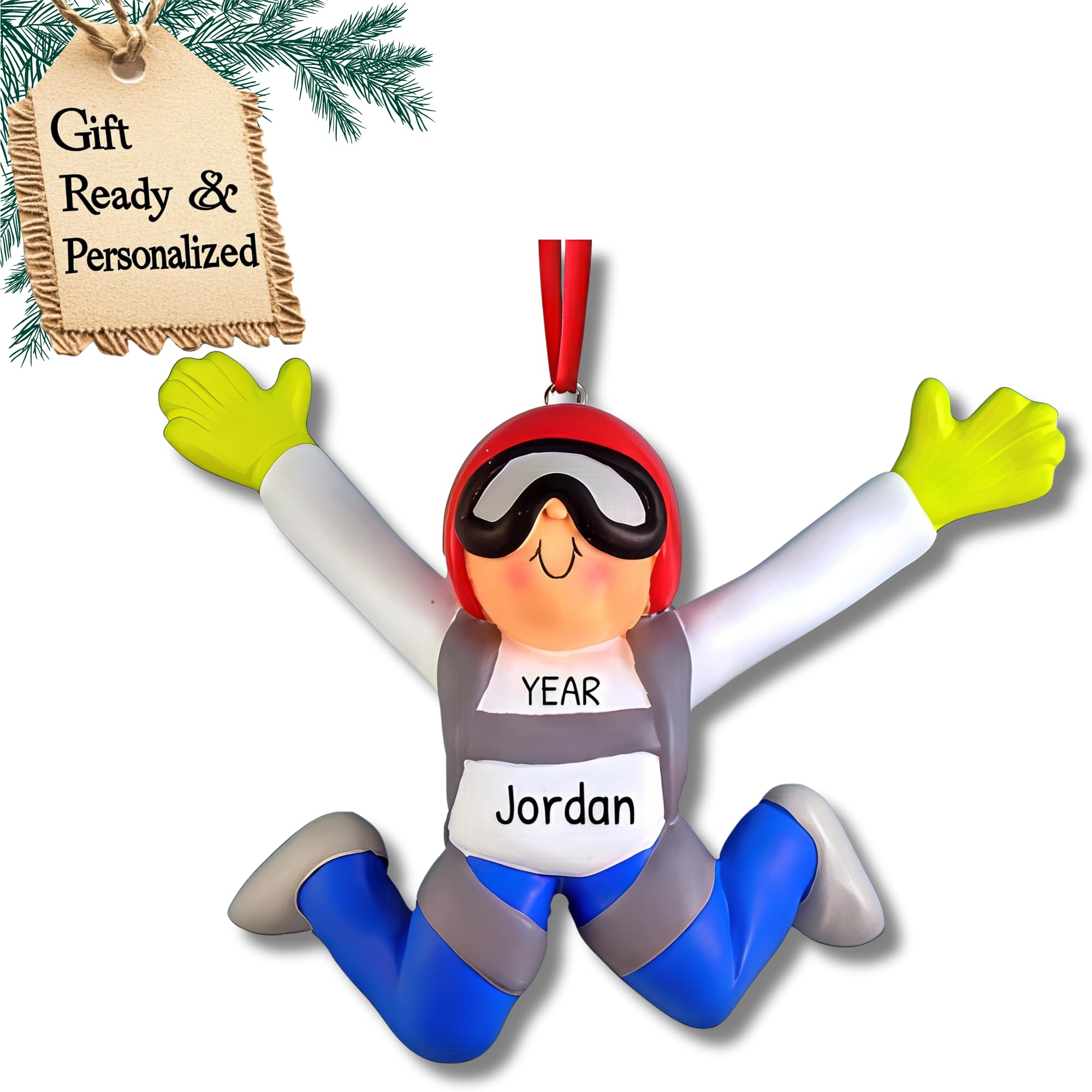 Personalized Skydiver Ornament 2025 – Custom for Men, Boys, or Adventure Lovers – Fun Parachuting Keepsake for Extreme Sports Fans