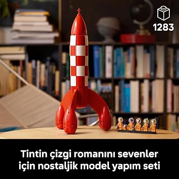 LEGO Ideas Tintin Ay Roketi 21367 - Yetişkinler için Uzay Tulumları, Kasklar, Oksijen Tüpleri Giyen 5 Minifigür ile Snowy Figürü İçeren Yaratıcı Dekoratif Model Yapım Seti, Hediye Fikri (1283 Parça)