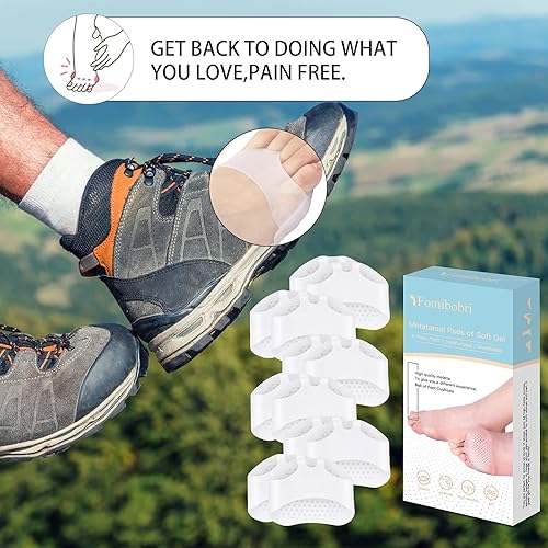 Miniatura 4 de Almohadillas metatarsianas, paquete de 12 cojines de bola de pies para mujeres y hombres, almohadilla suave para pies para aliviar el dolor, Blanco