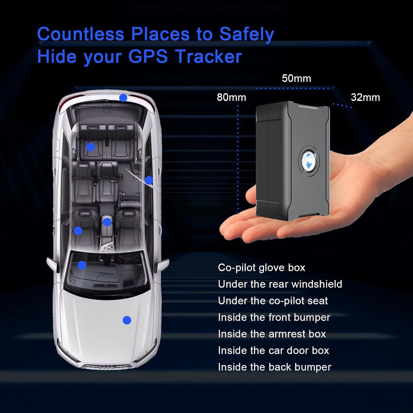 Rastreador GPS para vehículos, Distancia ilimitada, 100% Impermeable (IP67), magnético, geocerca, rastreador antirrobo Remoto, Seguimiento en Tiempo Real Mediante aplicación, batería de 30 días — view 7