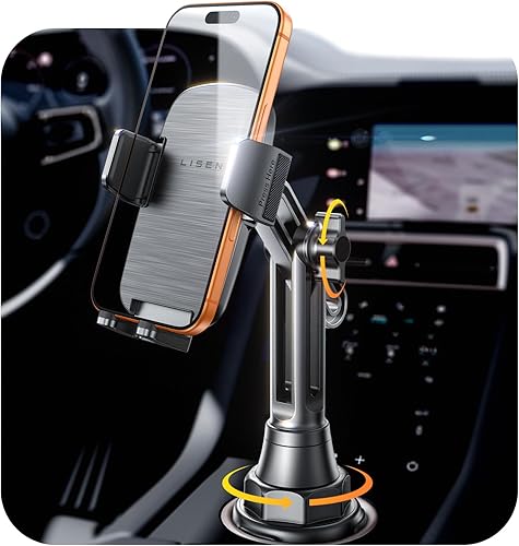 LISEN Upgraded Version Cup Holder Phone Holder 360° Adjustable Long Neck Car Phone Mount Golf Cart Phone Holder, Valentines Day Gifts for iPhone 17