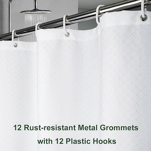 Miniatura 2 de Cortina de ducha gris de 75 pulgadas de largo, cortinas de ducha de tela con peso gofre para baño, cortina de baño de poliéster lavable pesada,