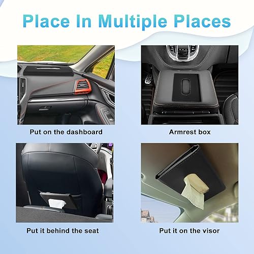 Miniatura 6 de Soporte para pañuelos de automóvil, servilletero para visera solar, funda de servilleta de cuero, dispensador de máscaras para automóvil, estuche de