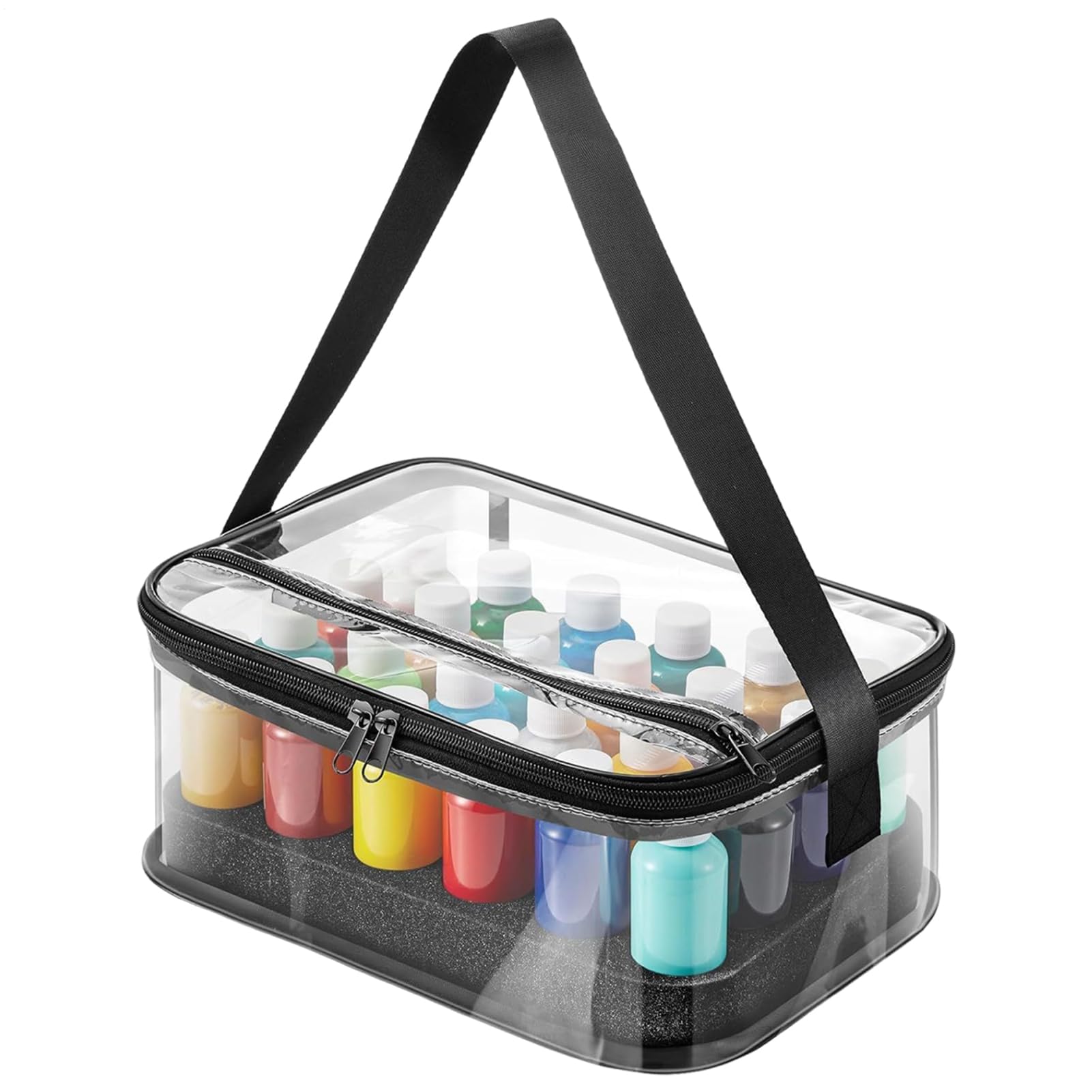 Organizador de pintura con separadores maletín de arte transparente para viaje