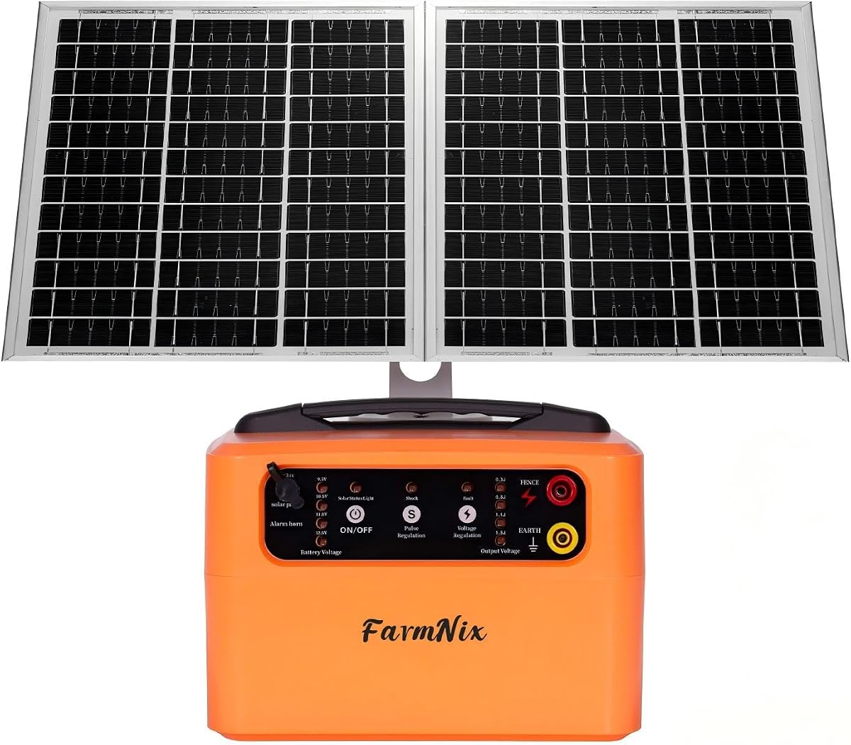 24H Solar Electric Fence Charger, 30 Miles Solar Fence Energizer | 6-12KV Adjustable Output, 1.5J Solar Charger, 15W Solar Powered Electric Fence Kit, for Farm, Livestock, Predator Protection