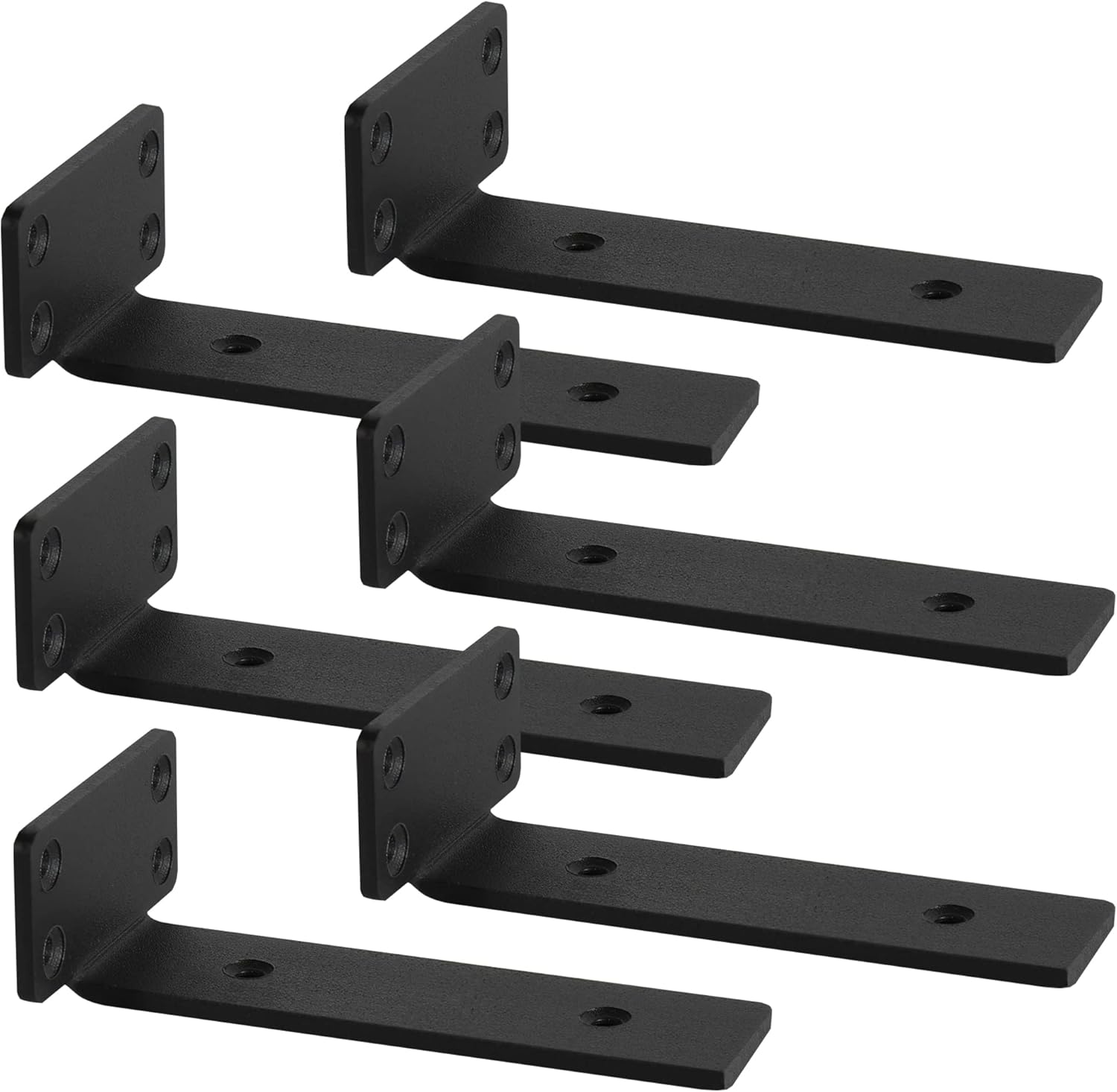 Floating Shelf Brackets, 6 Pcs of 6 inch Heavy Duty Industrial Shelf Bracket, Black