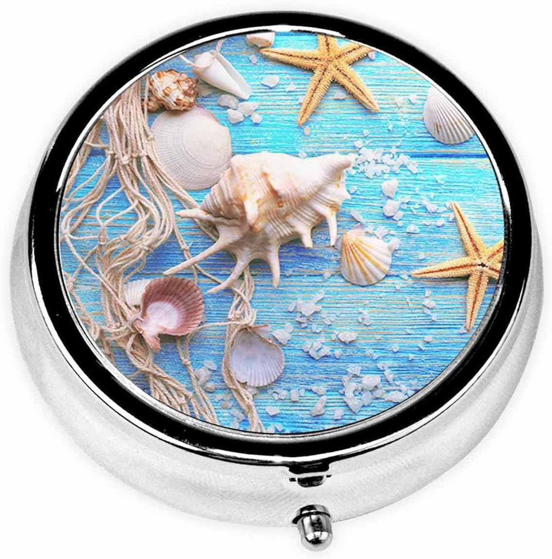 Amazon.com: IBILIU Medicine Pill Case Starfish and Shells Bule Wooden ...