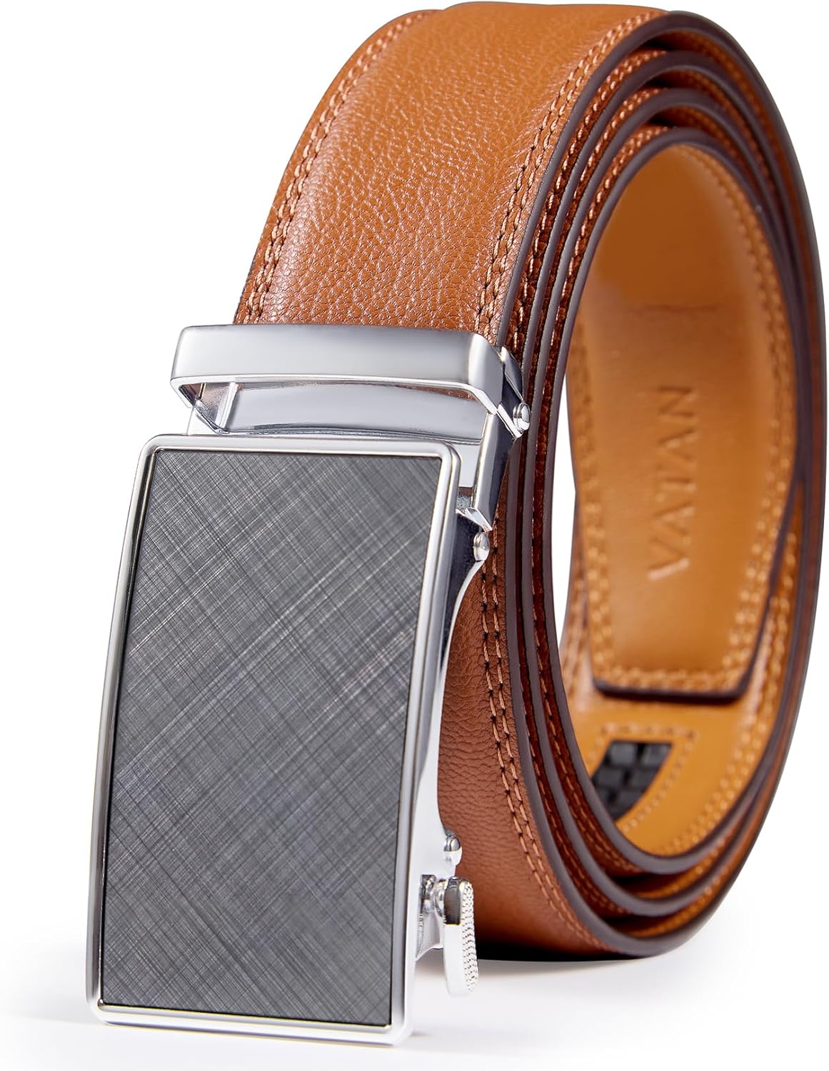 VATAN Men's Belt Leather Ratchet Belt for Men Dress Casual Every Day with Adjustable Buckle, Trim to Fit