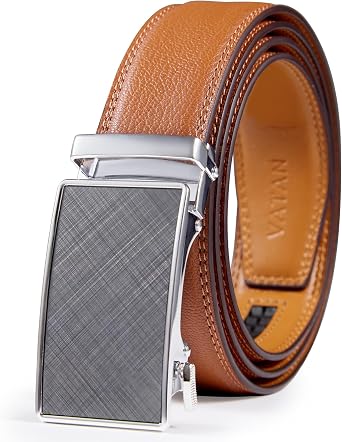 VATAN Mens Belt Leather Ratchet Belt for Men Dress Casual Every Day with Adjustable Buckle, Trim to Fit