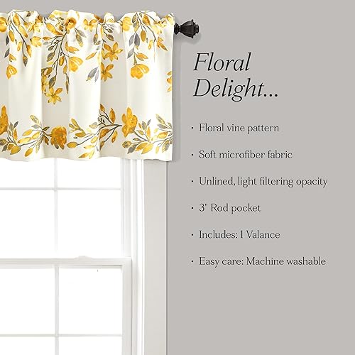 Miniatura 6 de Lush Decor Tanisha - Cenefa para cortina de oscurecimiento de habitación, 18 pulgadas de largo x 52 pulgadas de ancho, amarillo y gris