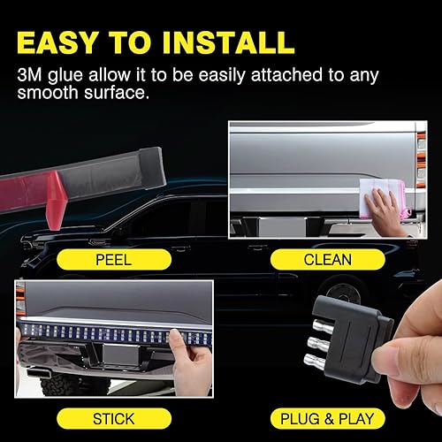 Miniatura 6 de Erato Barra de luz para puerta trasera de camión, tira LED de triple fila de 60 pulgadas con chips LED 2835SMD, tira de luces para freno rojo,