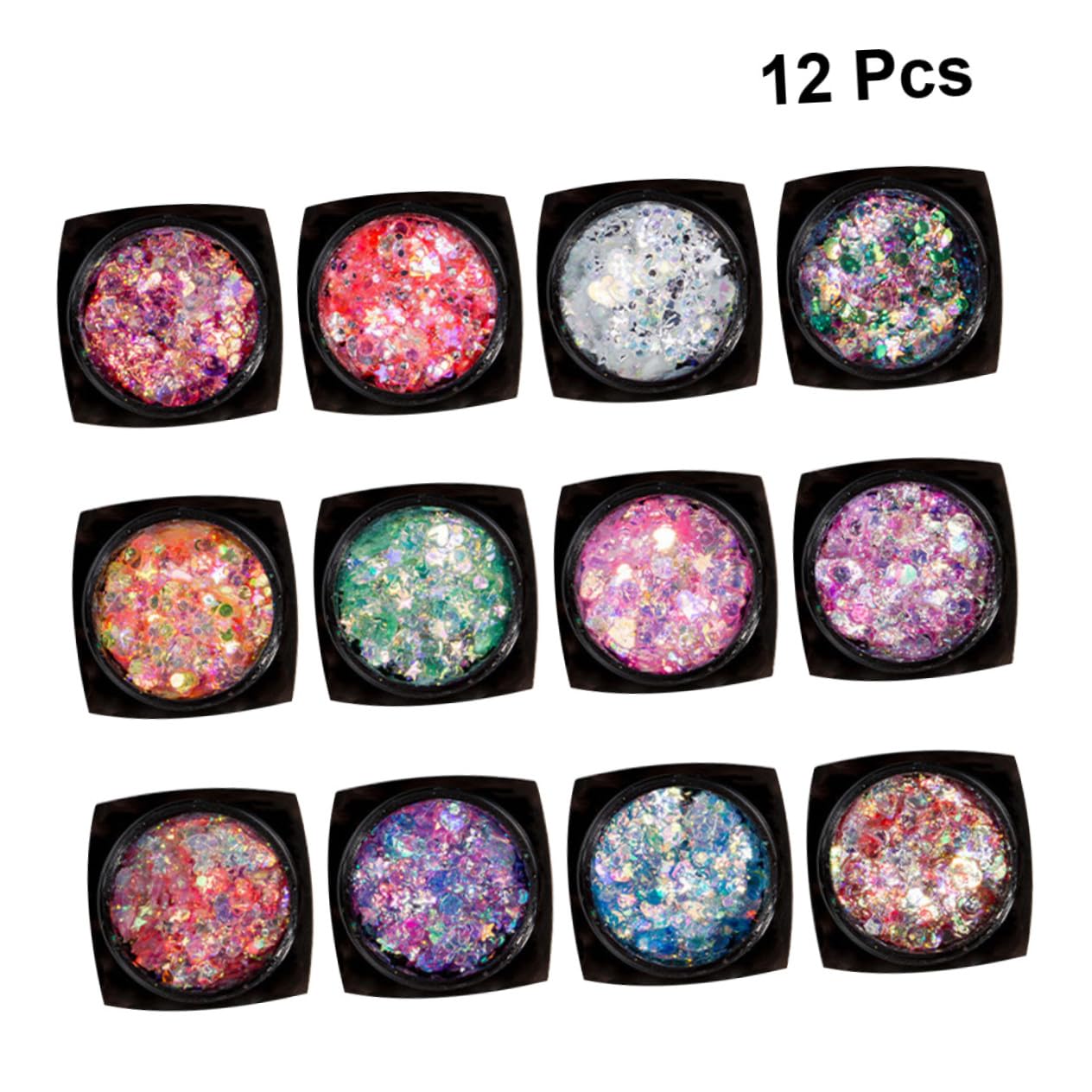 Set Da 2 Pezzi Per Il Trucco Con Paillettes 12 Colori Gel Per Il Corpo Con Paillettes Glitter Per Il Trucco Degli Occhi Unghie Lucentezza Duratura