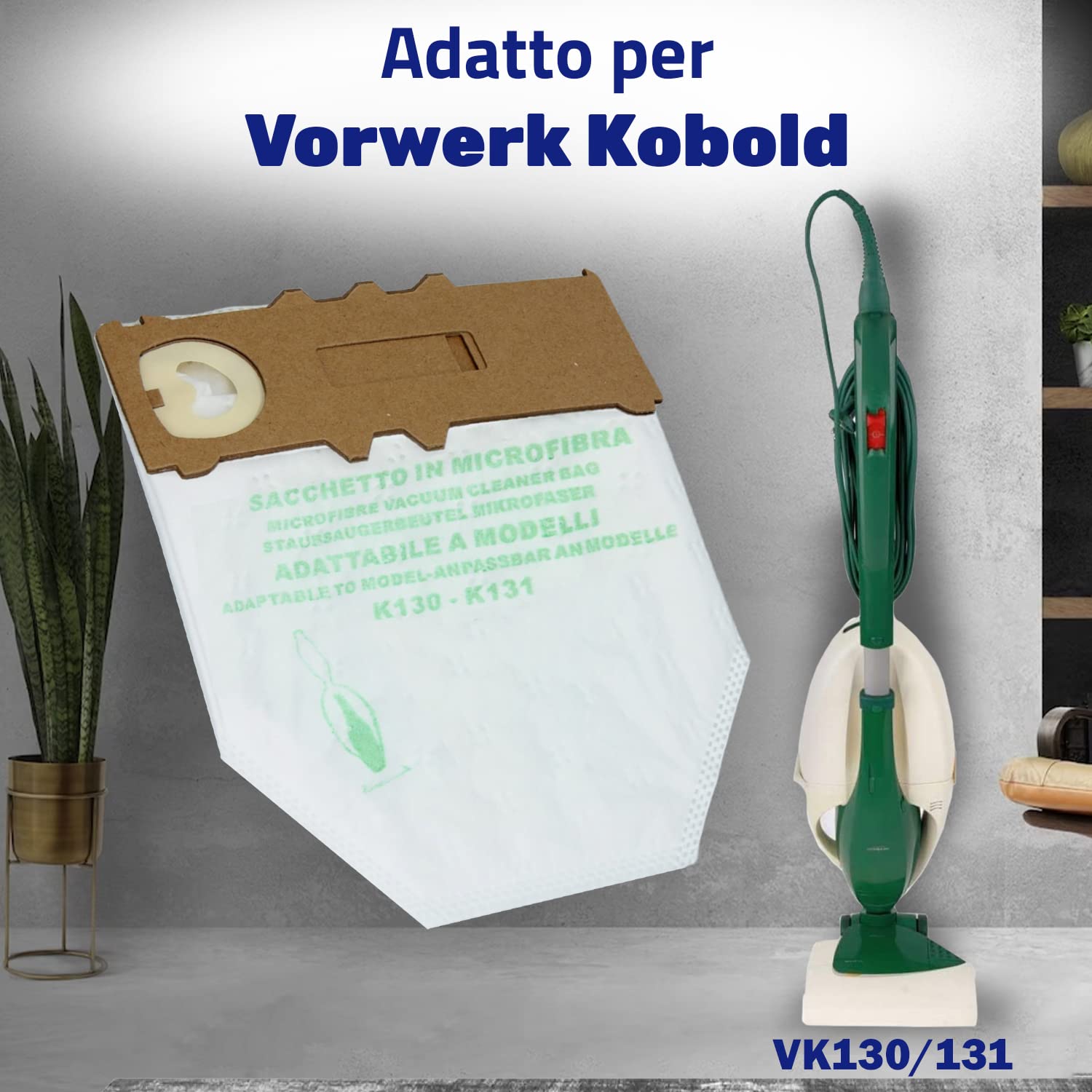 Sacchetti Folletto VK130 VK131 Profumati In Microfibra - Confezione 6 Pezzi, Compatibili Vorwerk