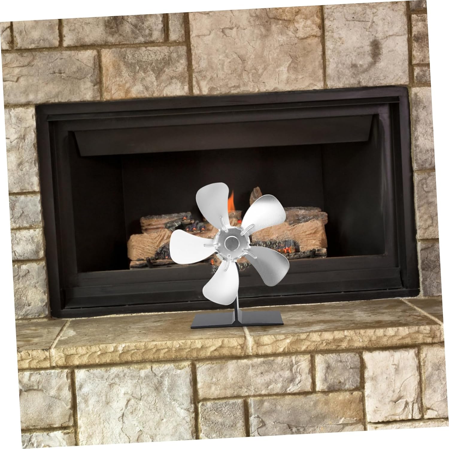 VALICLUD Mini Fireplace Fan Replacement Aluminum Alloy Design for Efficient Air Circulation Small Spaces for Cozy Warmth Traditional Home Decor