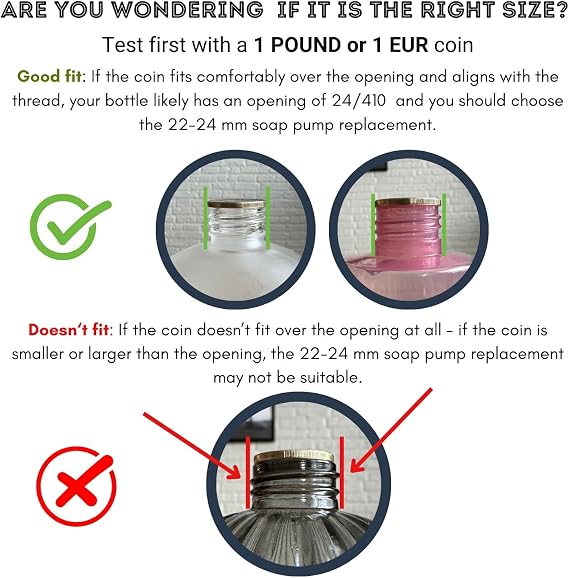 Soap Dispenser Pump Head Replacement 24mm Stainless Steel Brushed | Spare pump head - Fits standard 24mm neck bottles - Brushed stainless steel finish - Easy screw-on