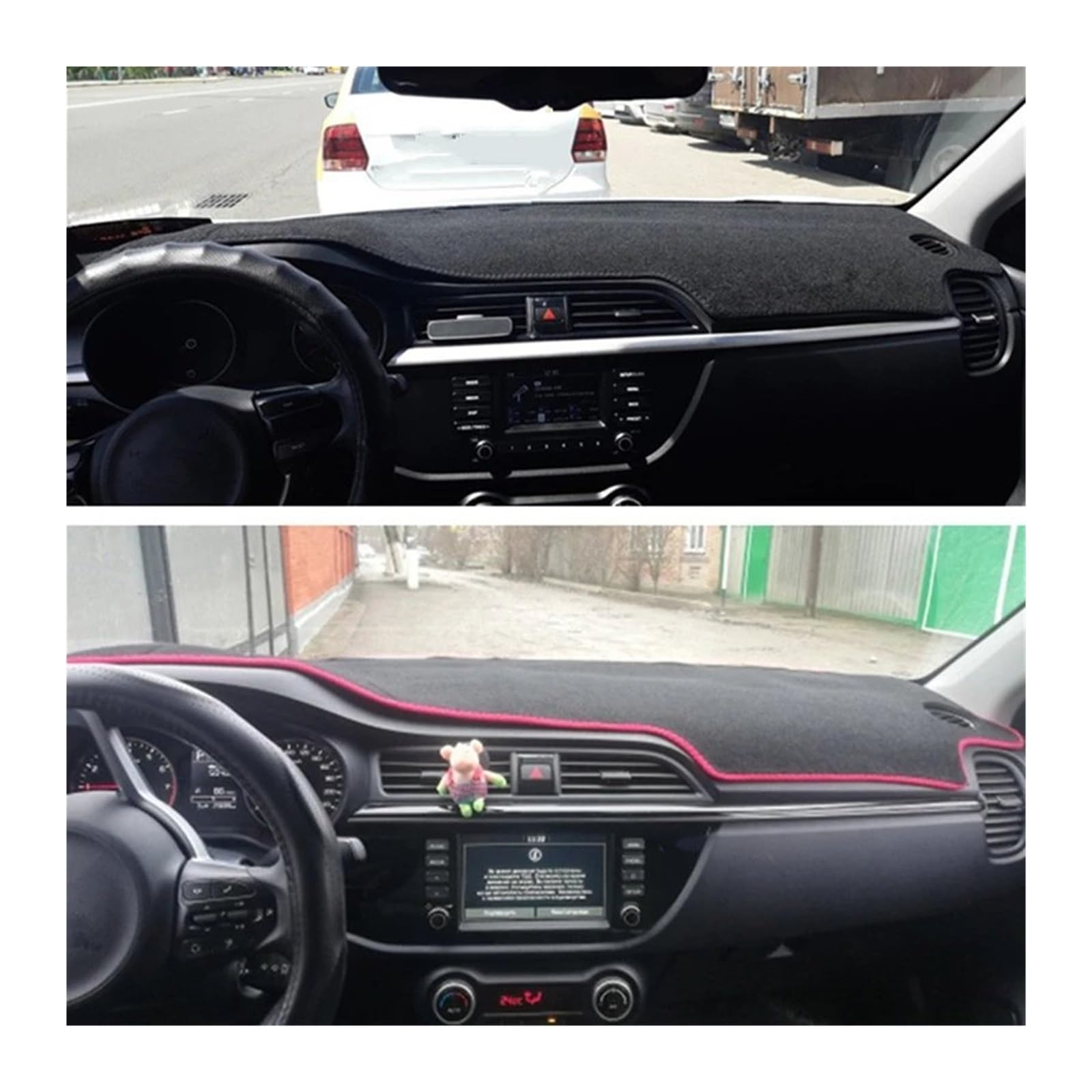 Dashboard Matte Für KIA Für RIO 3 4 K2 Xline 2017 - 2021 Auto Armaturenbrett Abdeckung Matte Pad Dashmat Sonnenschutzdach Teppich Protector Zubehör Center Konsole Armaturenbrett Matte(Black(Red Edge)R