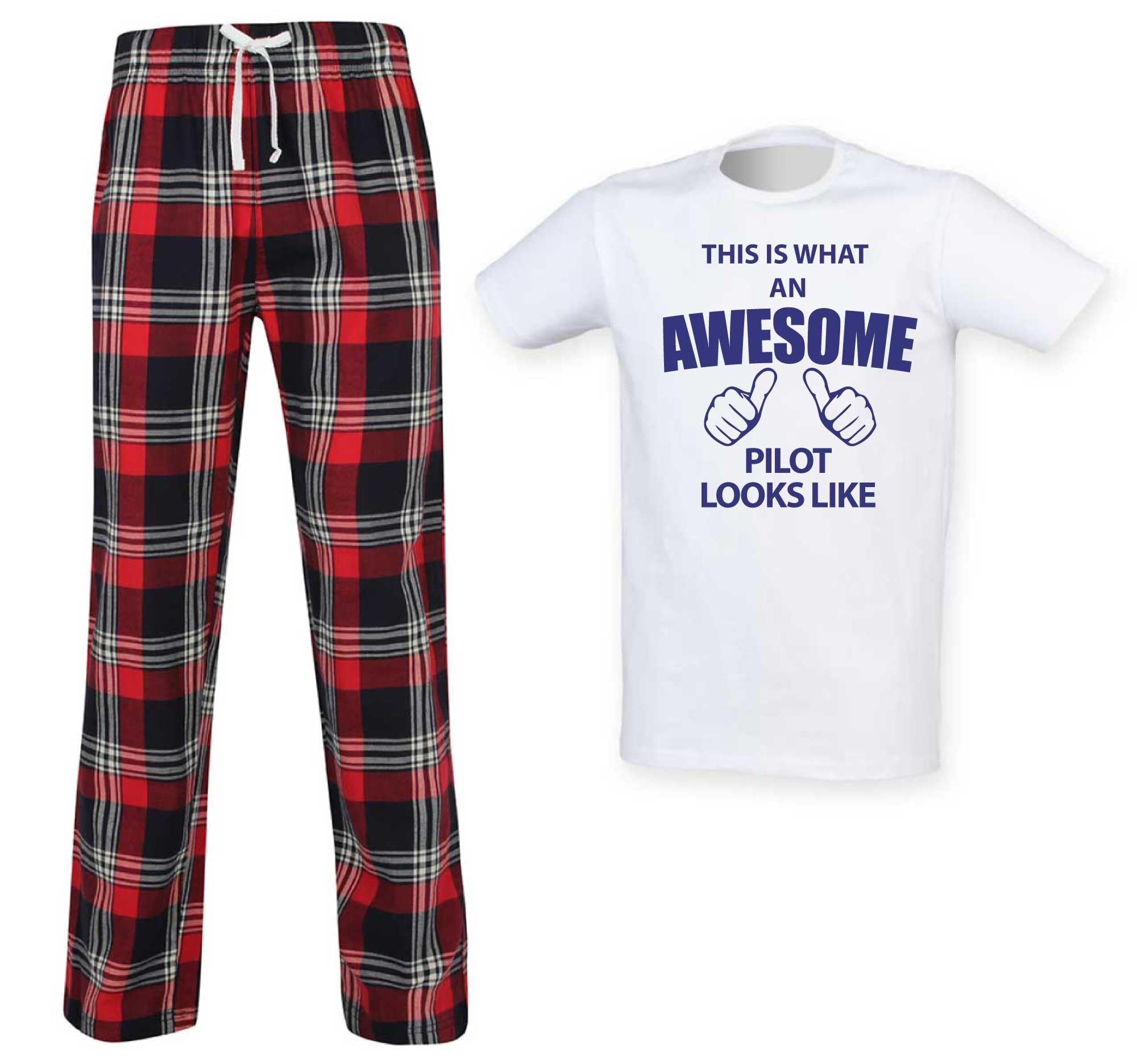 60 Second Makeover Limited Mens This Is What An Awesome Pilot Looks Like Tartan Pyjama Set Red