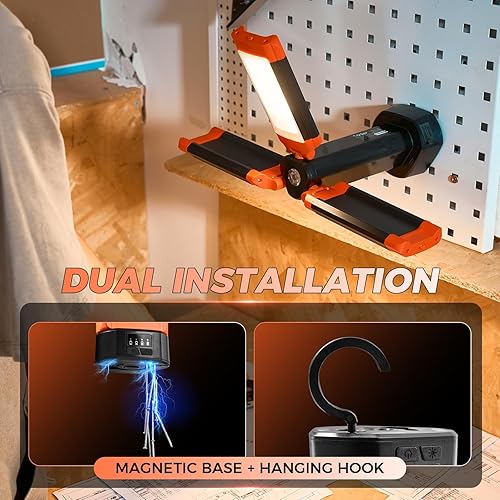 Miniatura 7 de Luz de campamento portátil con soporte, luz de trabajo al aire libre de 20000 mAh, 800-3200 lúmenes, altura de 6.1 pies con trípode desmontable, LED