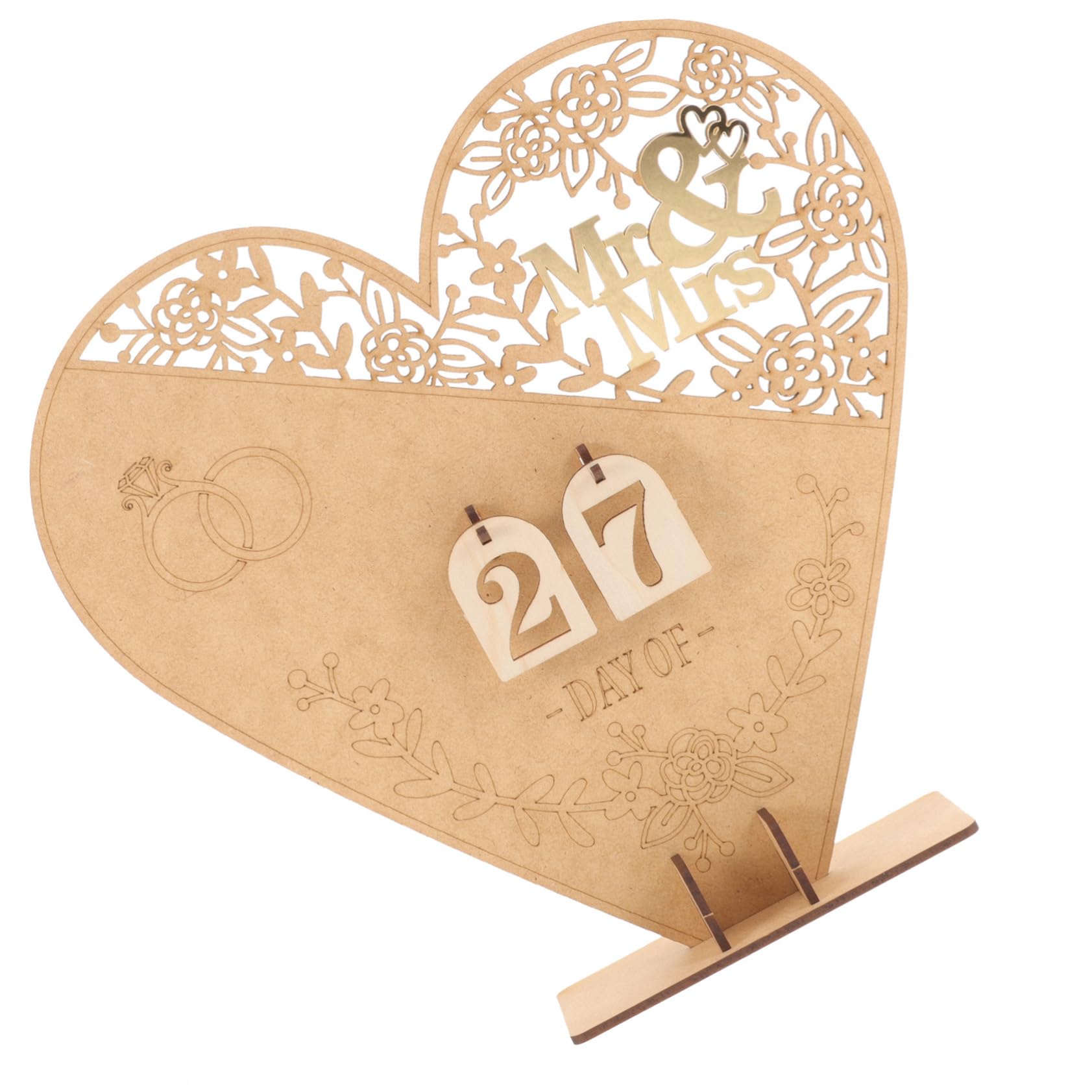 PRETYZOOM 5 Uds DIY De Madera Mr & Mrs Calendario De Boda Adornos De Cuenta Regresiva Boda Adornos De Madera para El Hogar Calendario Decorativo De Boda Calendario De Adviento De Boda