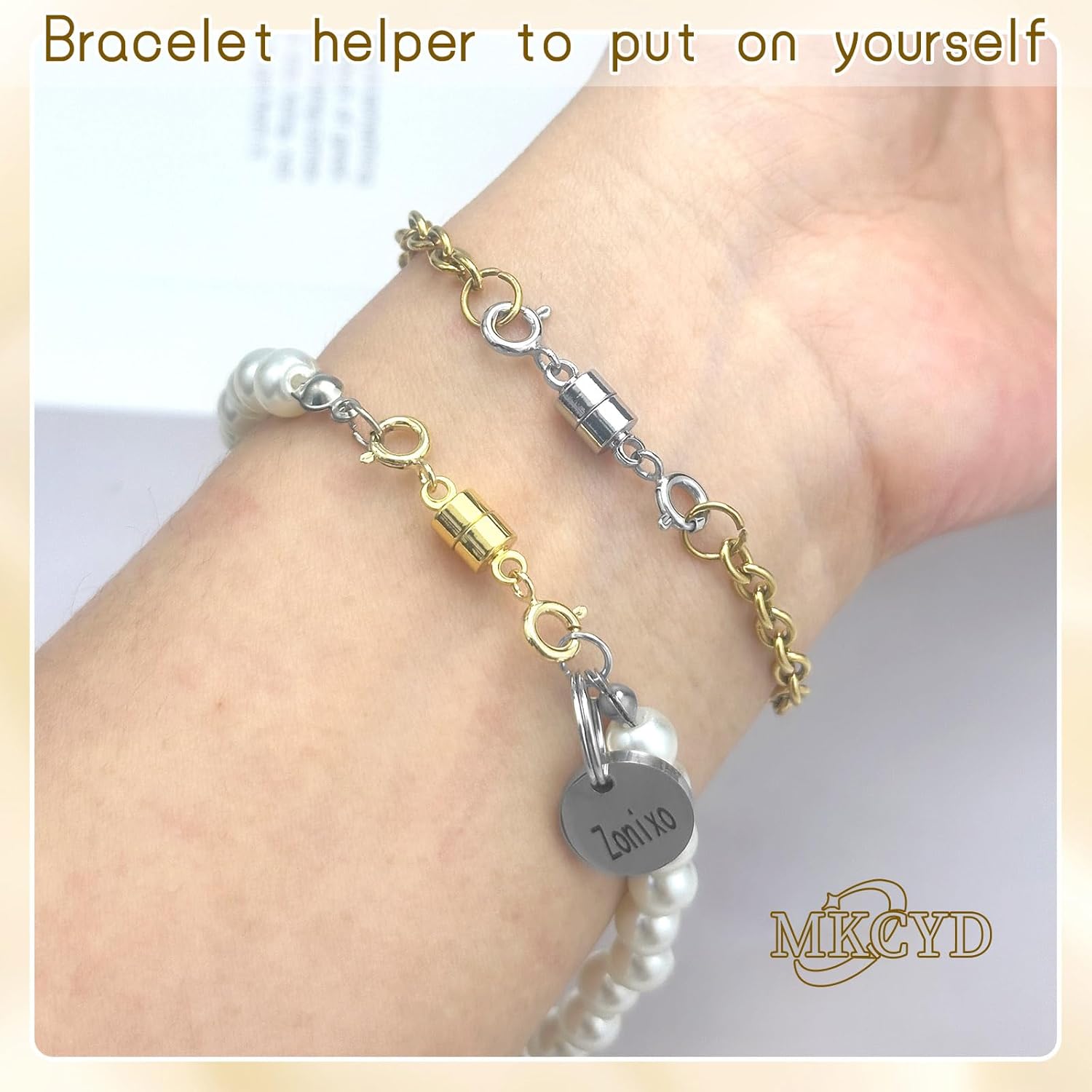 Double Magnetic Necklace Clasps and Closures, Necklace Extenders for Women, 14K Gold and Silver Magnetic Jewelry Clasps for Bracelets - Image 4