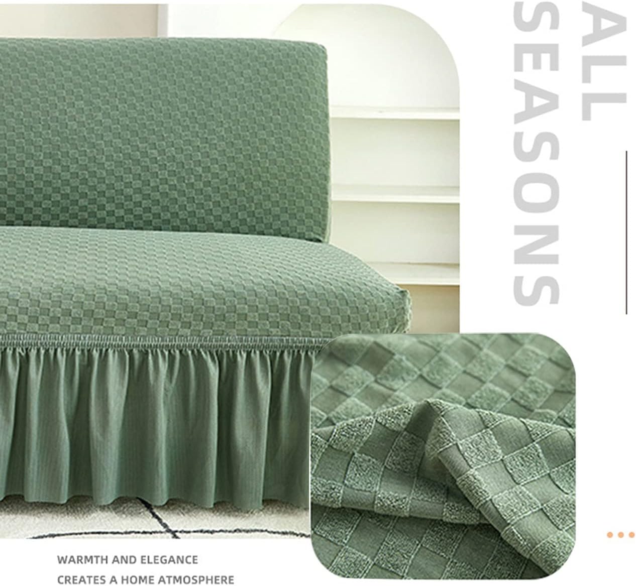 YOPOIY Plaid Sofa Bed Cover Thick Stretch Folding Sofa Bed Cover Without Armrest Skirt Type Foldable Futon Straight Couch Slipcover Washable -I-