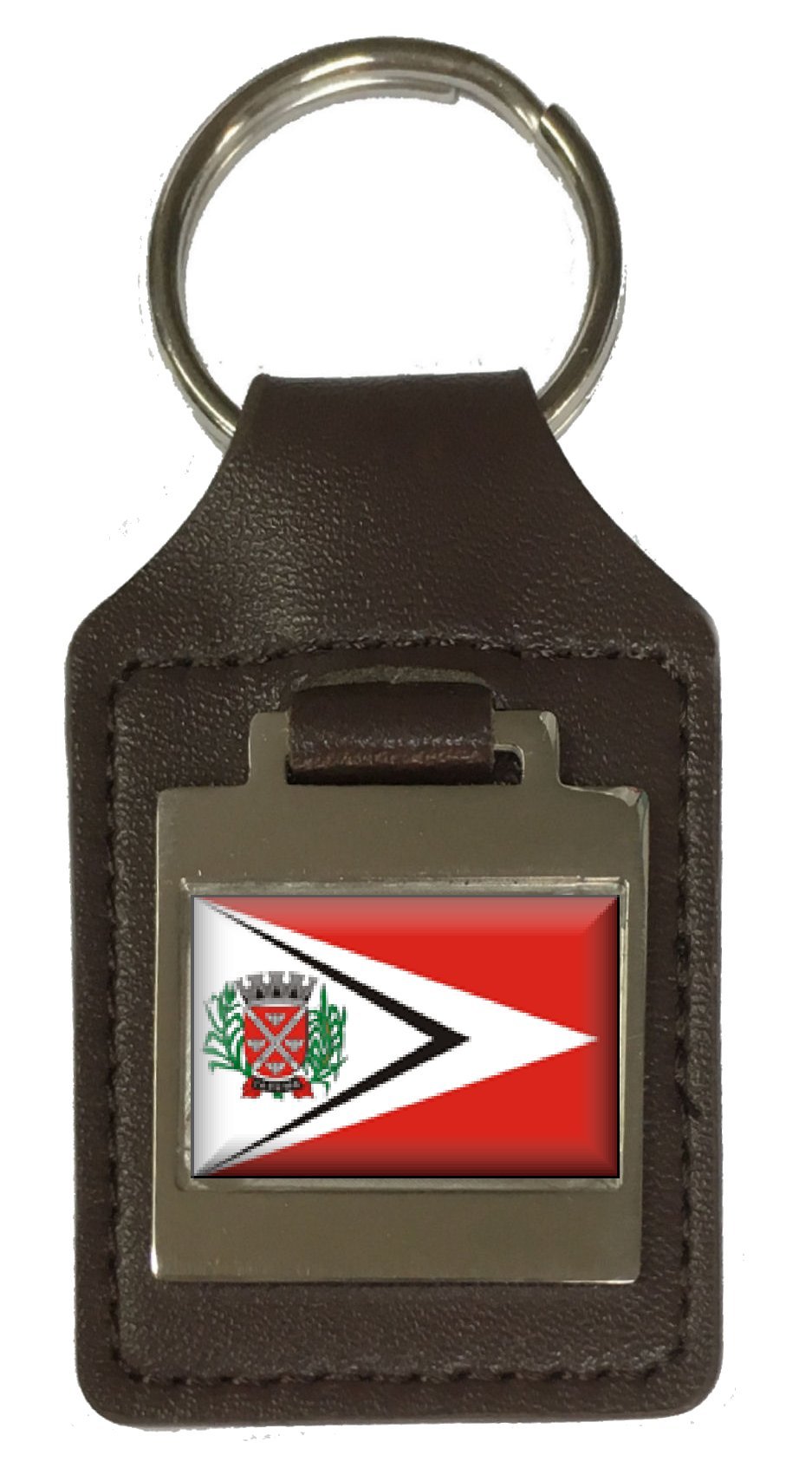 Llavero de cuero grabado Taruma City Sao Paulo State Flag