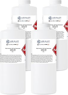 Lab Alley Ethanol 190 Proof Denatured Alcohol, High Purity Solvent, Kosher & Halal Certified,1 Gallon Total (4 × 1 Quart Bottles)