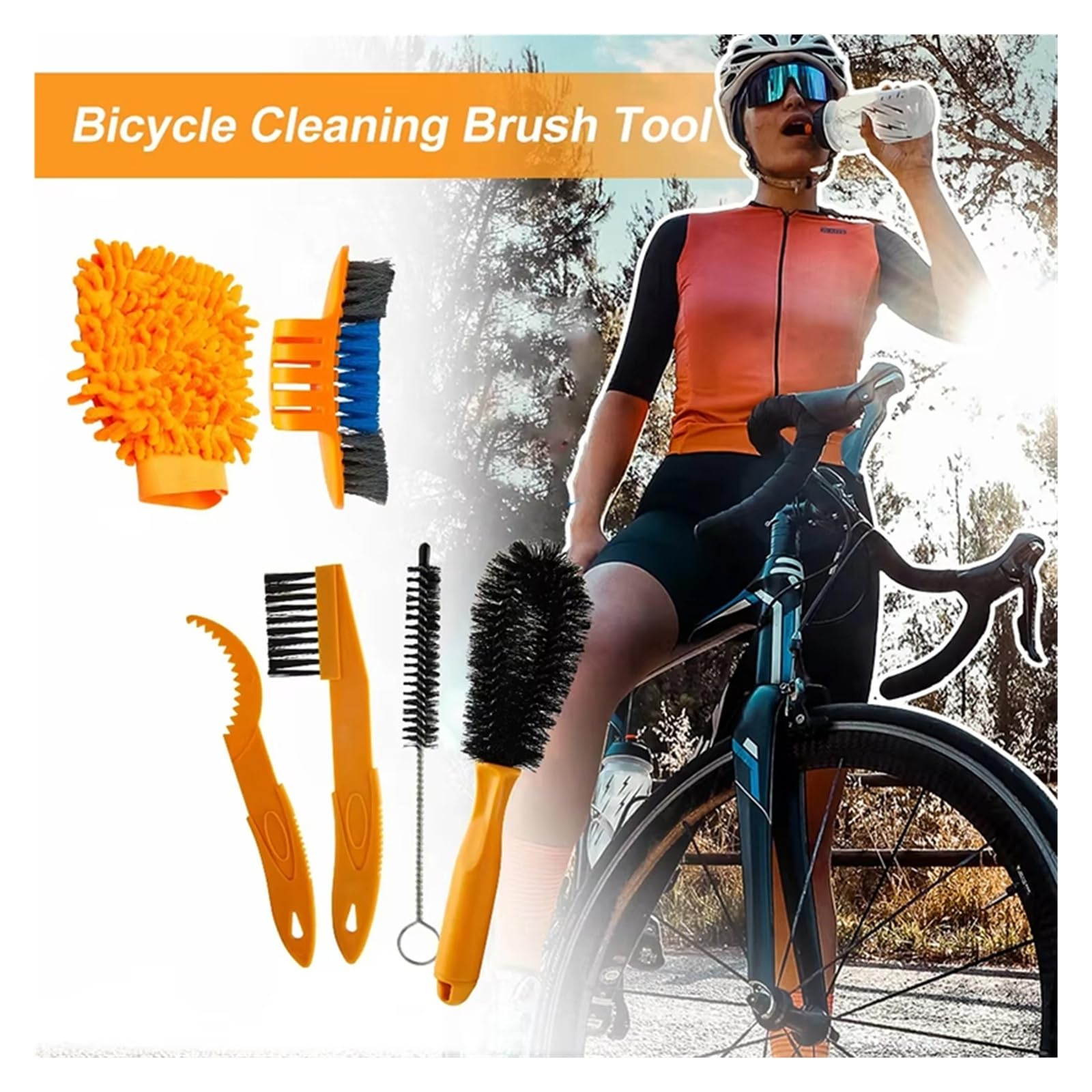 Portable for Bicycle & Motorcycle Chain Cleaner, No Removal Chain Scrubber Brush Tool Kit, Professional Maintenance for Road Bike MTB for Dirt Bike, Easy to Use(10PCS)