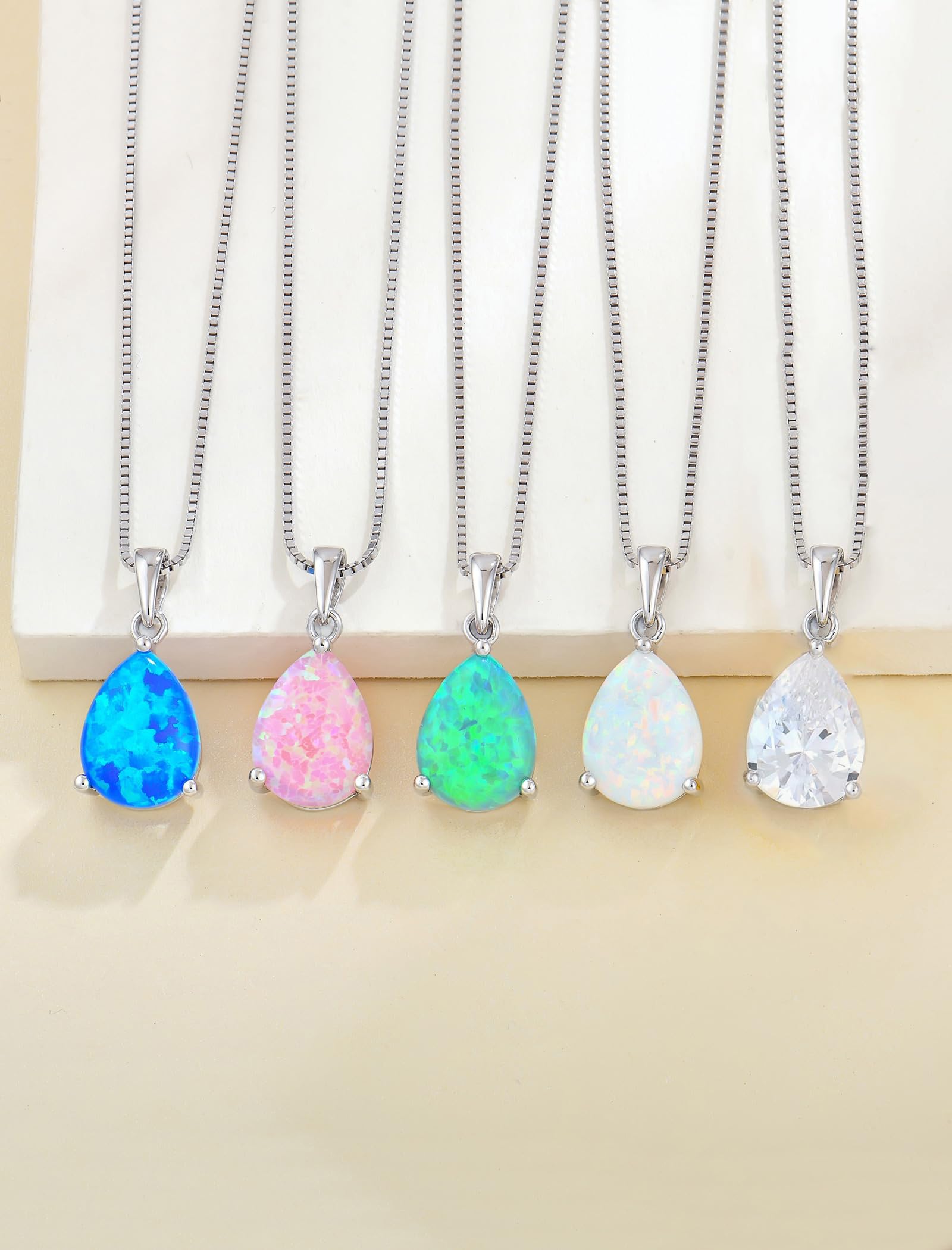 YL Collar Gota de Agua Plata de Ley 925 con 12 Piedras de Nacimiento Circonita Colgante para Mujer Mamá